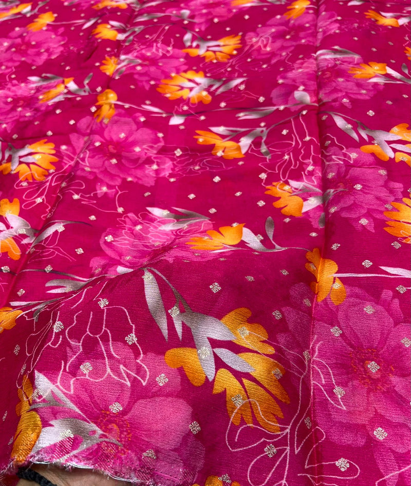 Pure banarsi zari jaccord fabric