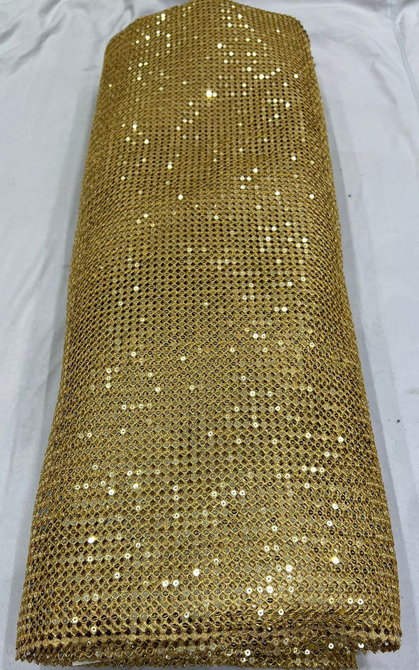 Gold sequin embroidered fabric