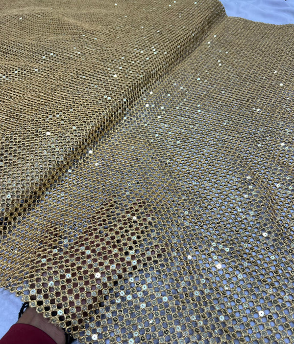 Gold sequin embroidered fabric