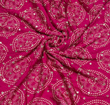 Pure Chinon Bandhni Print Embroidery