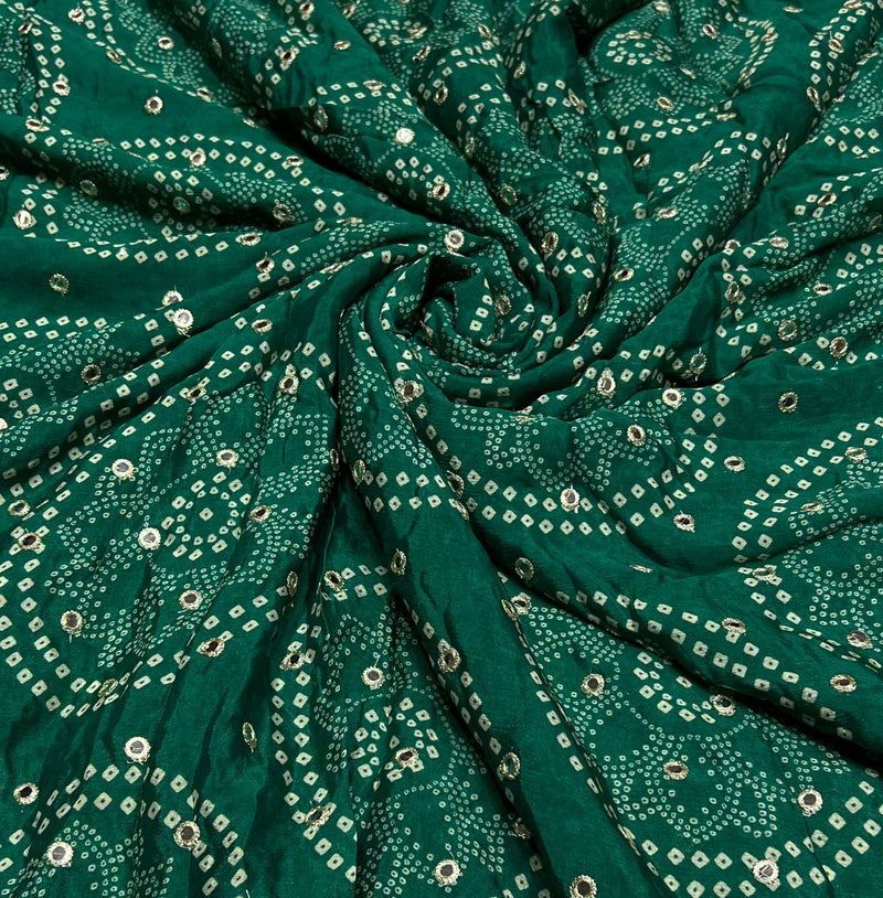 Pure Chinon Bandhni Print Embroidery