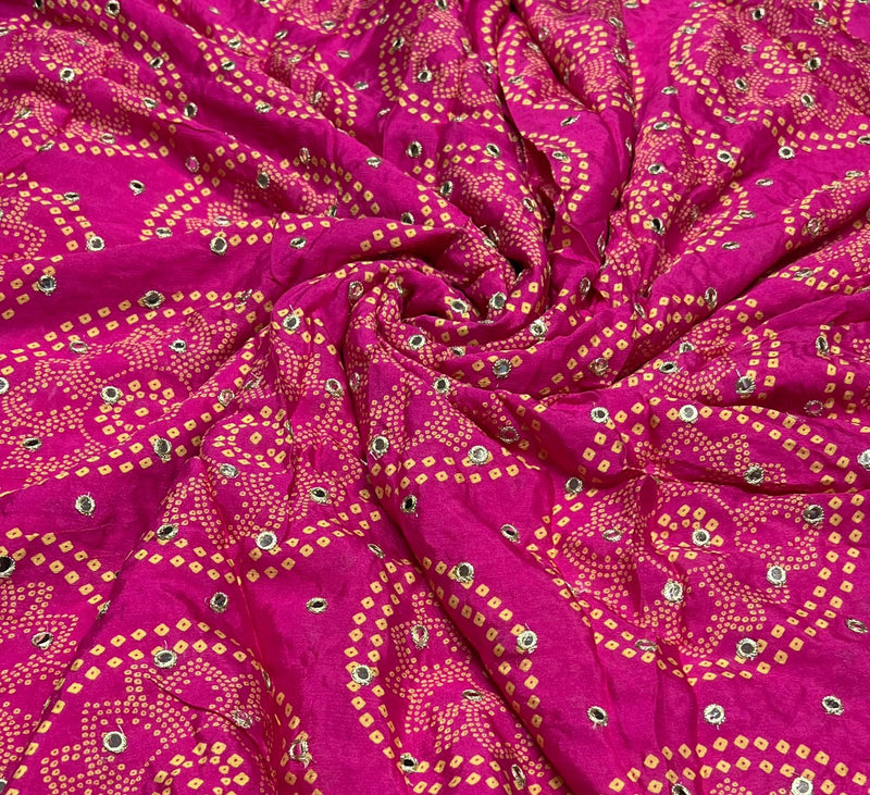 Pure Chinon Bandhni Print Embroidery