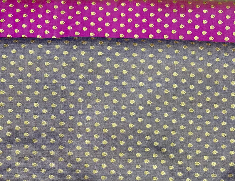 Handloom Paudhi Pure Zari Booti Banarsi Fabric