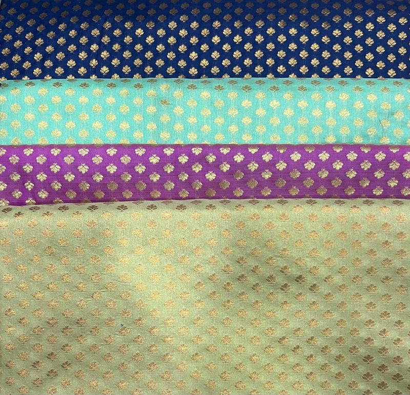 Handloom Paudhi Pure Zari Booti Banarsi Fabric