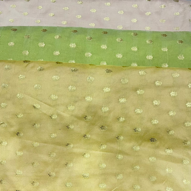 Handloom Paudhi Pure Zari Booti Banarsi Fabric