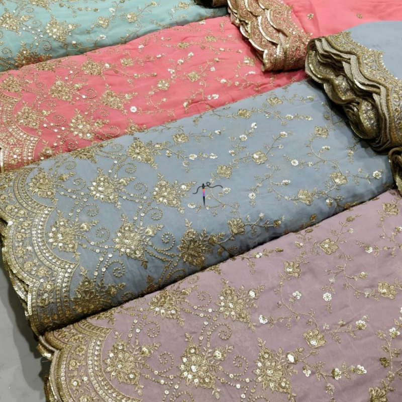 Pure Georgette Embroideries, Width - 54" & 44"