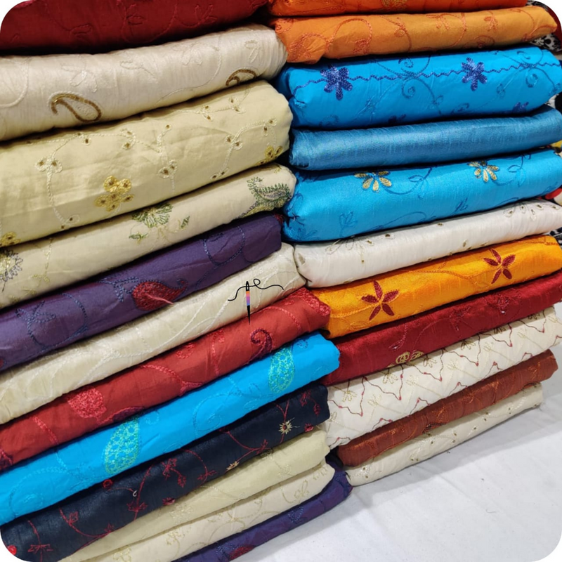 Cotton Raw Silk Embroideries 44”