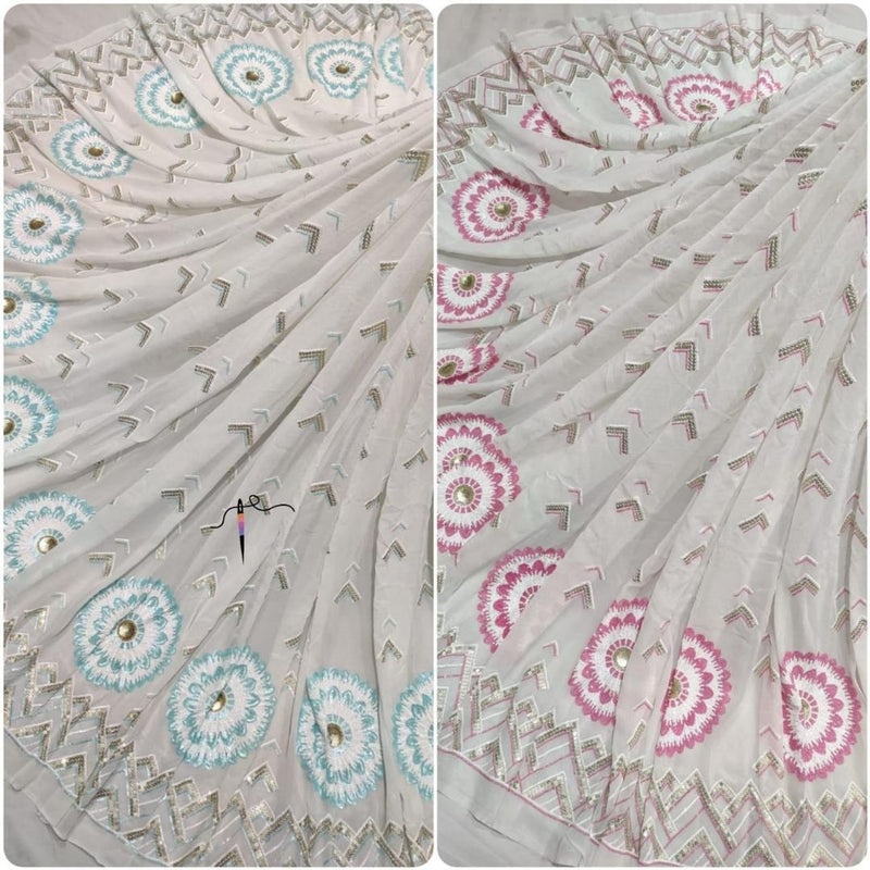 54” pure Georgette Embroideries