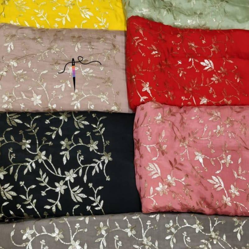 Pure Chinnon Chiffon Embroideries, Width 44"