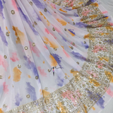 Georgette + Print + Embroidery, Width : 56"