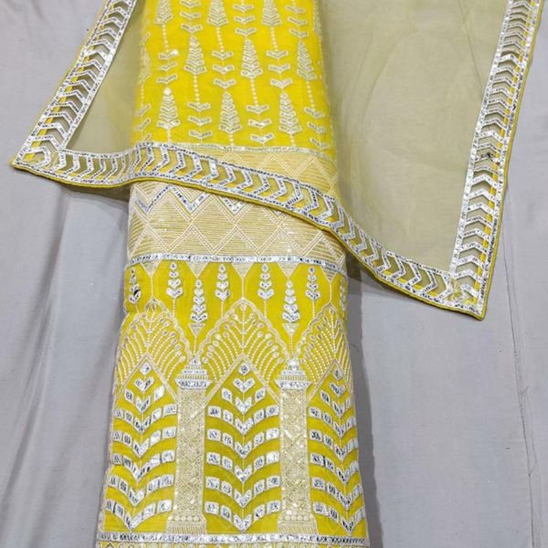 Pure Georgette Embroideries Shirt and Nett Embroideries Dupatta