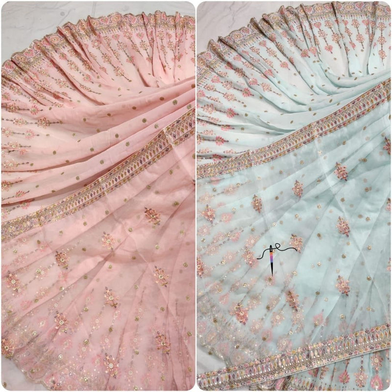 Pure Georgette and Organza Embroidery Combinations 54"