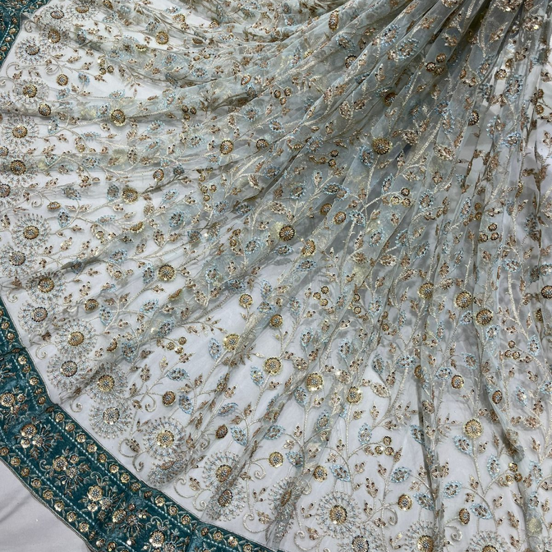 Nett Handwork Embroideries + Velvet Border with Handwork