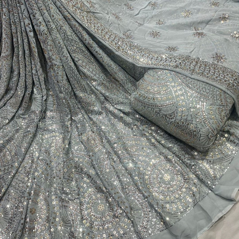 Pure Georgette Heavy Embroideries & Blouse Heavy Embroideries Pure Georgette & Dupatta Pure Chinon Combinations