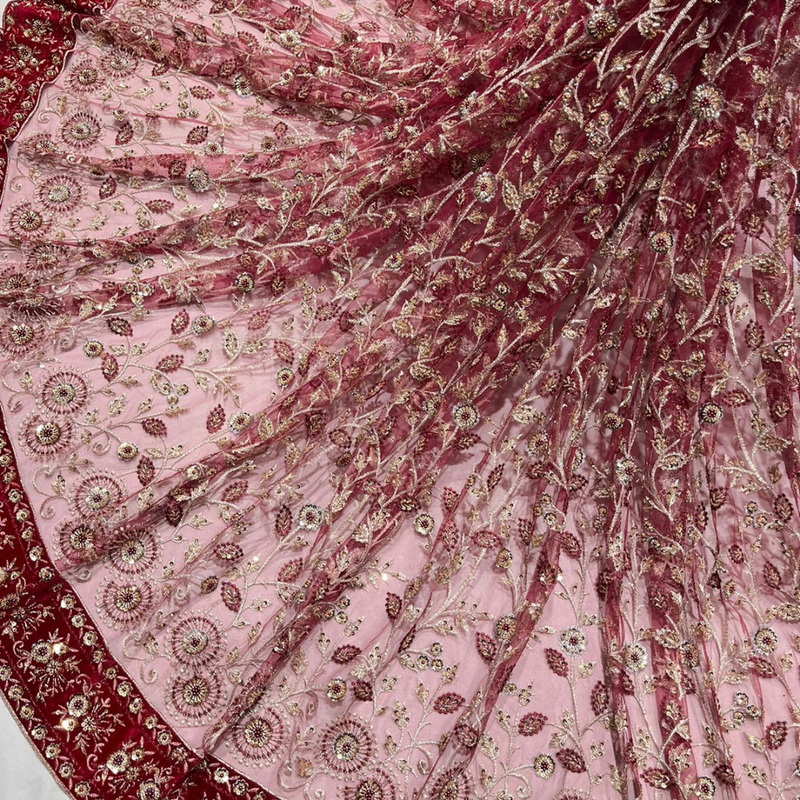 Nett Handwork Embroideries + Velvet Border with Handwork